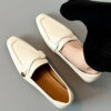 Modern Minimalist Seamed Lambskin Womens Square Toe Block Heel Loafers