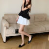 French Riviera Patent Microfibre V Buckle Ladies Pointed Toe Flats