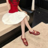 French Riviera Breathable Buckle Strap Womens Mary Jane Flat Shoes