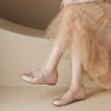 French Chic Satin Crystal Studded Bow Womens Mary Jane Ballet Flats