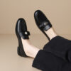 Timeless Classic Smooth Faux Leather Womens Flat Metal Detail Loafers
