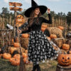 Halloween Flocked Print Tulle Womens Midi Skirt