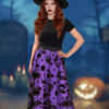 Halloween Party Flocked Mesh Womens Elastic Waist A Line Midi Skirt
