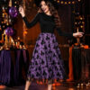 Halloween Flocked Print Tulle Womens Midi Skirt