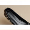 French Riviera Patent Studded Bow Square Toe Womens Black Ballet Flats