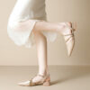 Casual Chic Studded Microfibre Womens Pointed Toe Block Heel Slingback