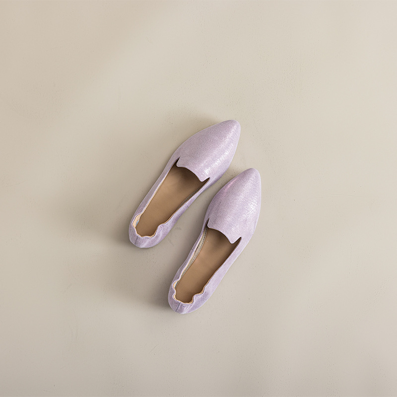 Casual Chic Foldable Sheepskin Womens Pointed Toe Slip On Flats
