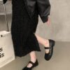 Casual Chic Faux Leather Split Toe Buckle Womens Mary Jane Flats