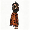 Halloween Party Flocked Mesh Womens Elastic Waist A Line Midi Skirt