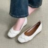 Modern Minimalist Soft Sheepskin Hidden Wedge Womens Square Toe Pumps