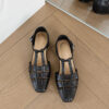 French Riviera Sheepskin Caged Womens Square Toe Fisherman Sandals