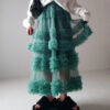 Casual Chic Pastel Ruffled Tiered Tulle Womens A Line Midi Skirt