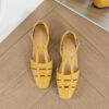 French Riviera Sheepskin Caged Womens Square Toe Fisherman Sandals