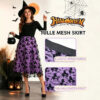 Halloween Flocked Print Tulle Womens Midi Skirt