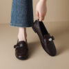 Timeless Classic Smooth Faux Leather Womens Flat Metal Detail Loafers