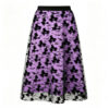 Halloween Flocked Print Tulle Womens Midi Skirt