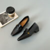 Modern Minimalist Seamed Lambskin Womens Square Toe Block Heel Loafers