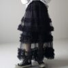 Casual Chic Pastel Ruffled Tiered Tulle Womens A Line Midi Skirt