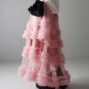 Casual Chic Pastel Ruffled Tiered Tulle Womens A Line Midi Skirt
