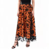 Halloween Party Flocked Mesh Womens Elastic Waist A Line Midi Skirt