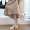 French Riviera Sheepskin Caged Womens Square Toe Fisherman Sandals