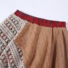 Romantic Bohemian Crochet Patchwork Plaid Womens Asymmetric Midi Skirt