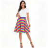 Casual Chic Stretch Novelty Print Womens High Waist A Line Midi Skirt