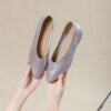 Modern Minimalist Soft Sheepskin Womens Pointed Toe Slip On Flats