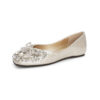 Timeless Classic Microfibre Crystal Pearl Bow Womens Ballet Flats