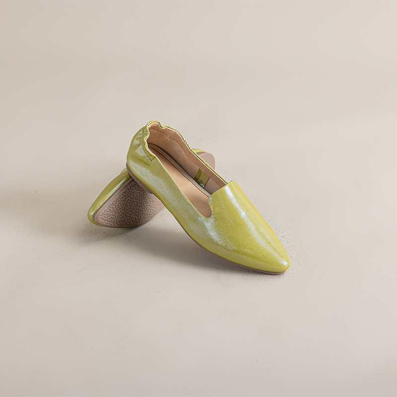 Casual Chic Foldable Sheepskin Womens Pointed Toe Slip On Flats