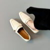 Modern Minimalist Seamed Lambskin Womens Square Toe Block Heel Loafers