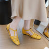 French Riviera Sheepskin Caged Womens Square Toe Fisherman Sandals