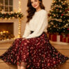 Casual Chic Christmas Party Panelled Tulle Womens A Line Midi Skirt