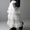 Casual Chic Pastel Ruffled Tiered Tulle Womens A Line Midi Skirt