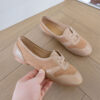 Casual Chic Perforated Sheepskin Leather Womens Flat Mary Janes