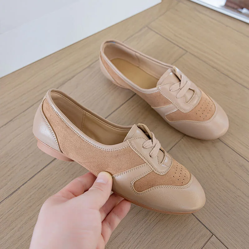 Casual Chic Perforated Sheepskin Leather Womens Flat Mary Janes