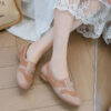 Casual Chic Perforated Sheepskin Leather Womens Flat Mary Janes