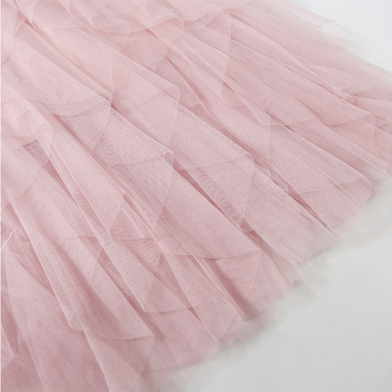 Casual Chic Breathable Asymmetric Layered Tulle Womens Midi Skirt