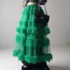 Casual Chic Pastel Ruffled Tiered Tulle Womens A Line Midi Skirt