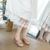 Casual Chic Perforated Sheepskin Leather Womens Flat Mary Janes