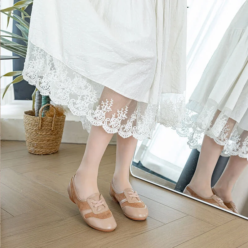 Casual Chic Perforated Sheepskin Leather Womens Flat Mary Janes