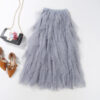 Casual Chic Breathable Asymmetric Layered Tulle Womens Midi Skirt