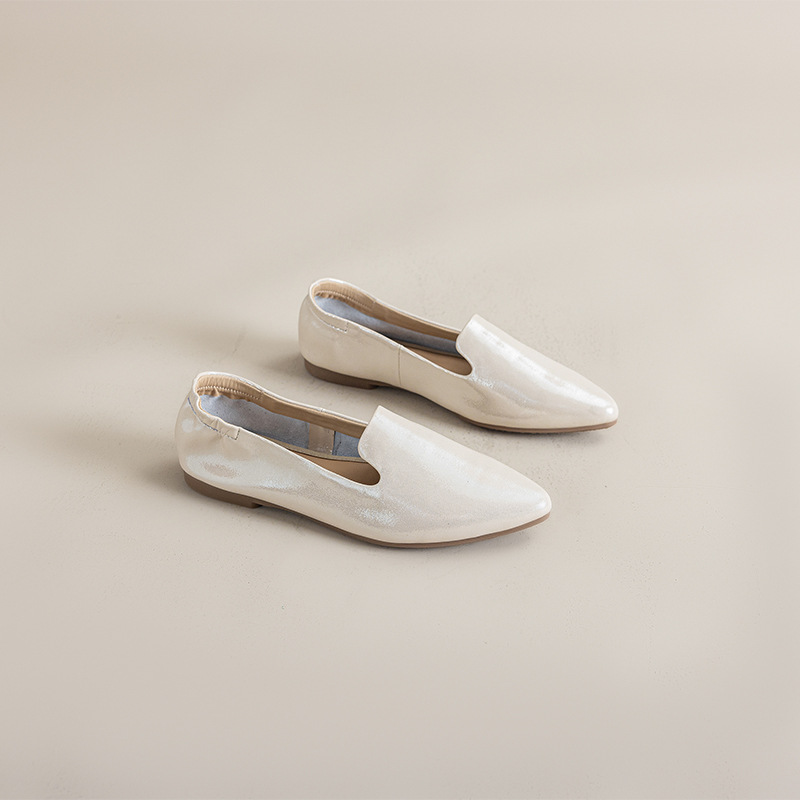 Casual Chic Foldable Sheepskin Womens Pointed Toe Slip On Flats
