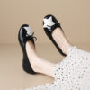 Timeless Classic Quilted Lambskin Colour Block Bow Womens Ballet Flats