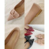 French Riviera Patent Microfibre V Buckle Ladies Pointed Toe Flats