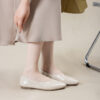 Modern Minimalist Soft Sheepskin Womens Pointed Toe Slip On Flats
