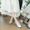 Casual Chic Perforated Sheepskin Leather Womens Flat Mary Janes