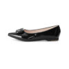 French Riviera Patent Microfibre V Buckle Ladies Pointed Toe Flats