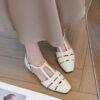 French Riviera Sheepskin Caged Womens Square Toe Fisherman Sandals