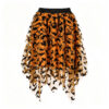 Halloween Layered Tulle Velvet Bat Print Womens Asymmetric Midi Skirt